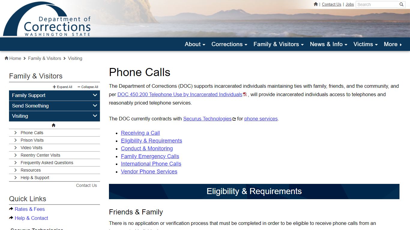Phone Calls | Washington State Department of Corrections